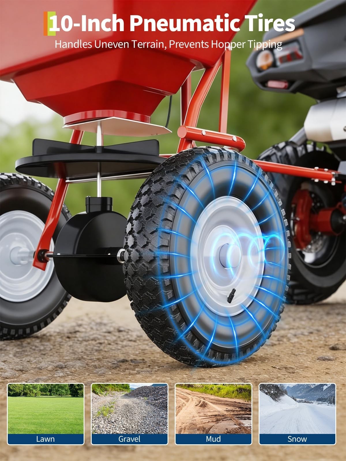 85LBs Tow Behind Broadcast Spreader Adjustable Seed Salt with Cover Hitch