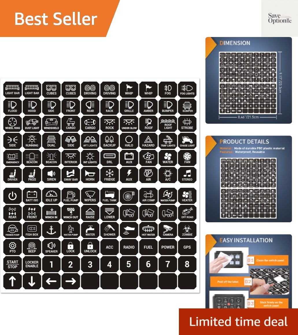 120PCS Waterproof Switch Panel Stickers for Cars & Boats - Easy Use Labels