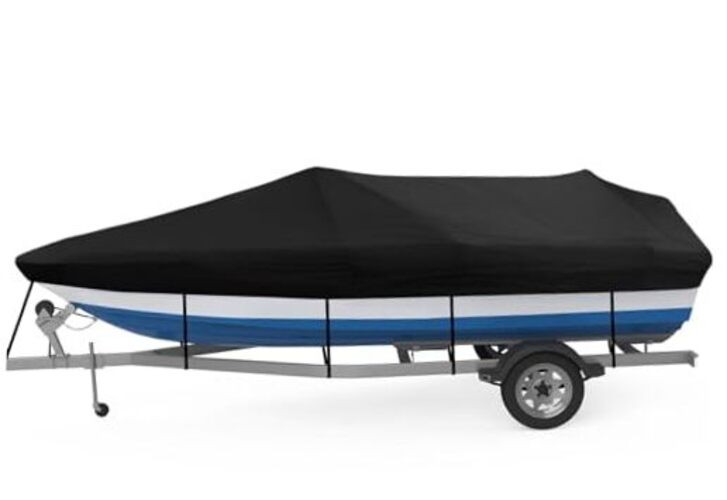 Bass Boat Cover, All-Weather Mooring and Trailering Boat Cover for V-Hull