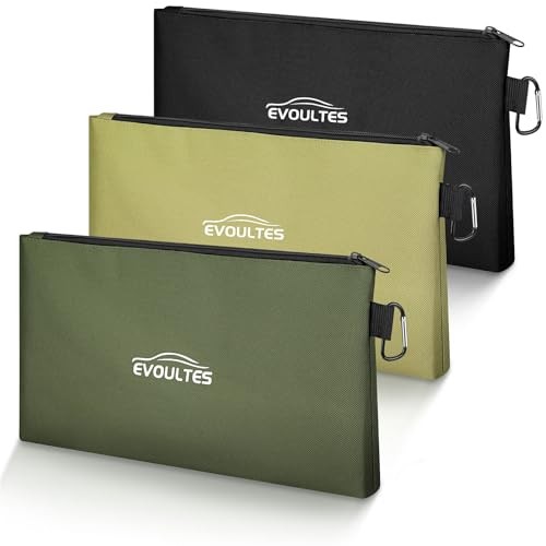 12" Tool Pouches with Zipper - Small Tools Bags with Carabiner - 3 Pack