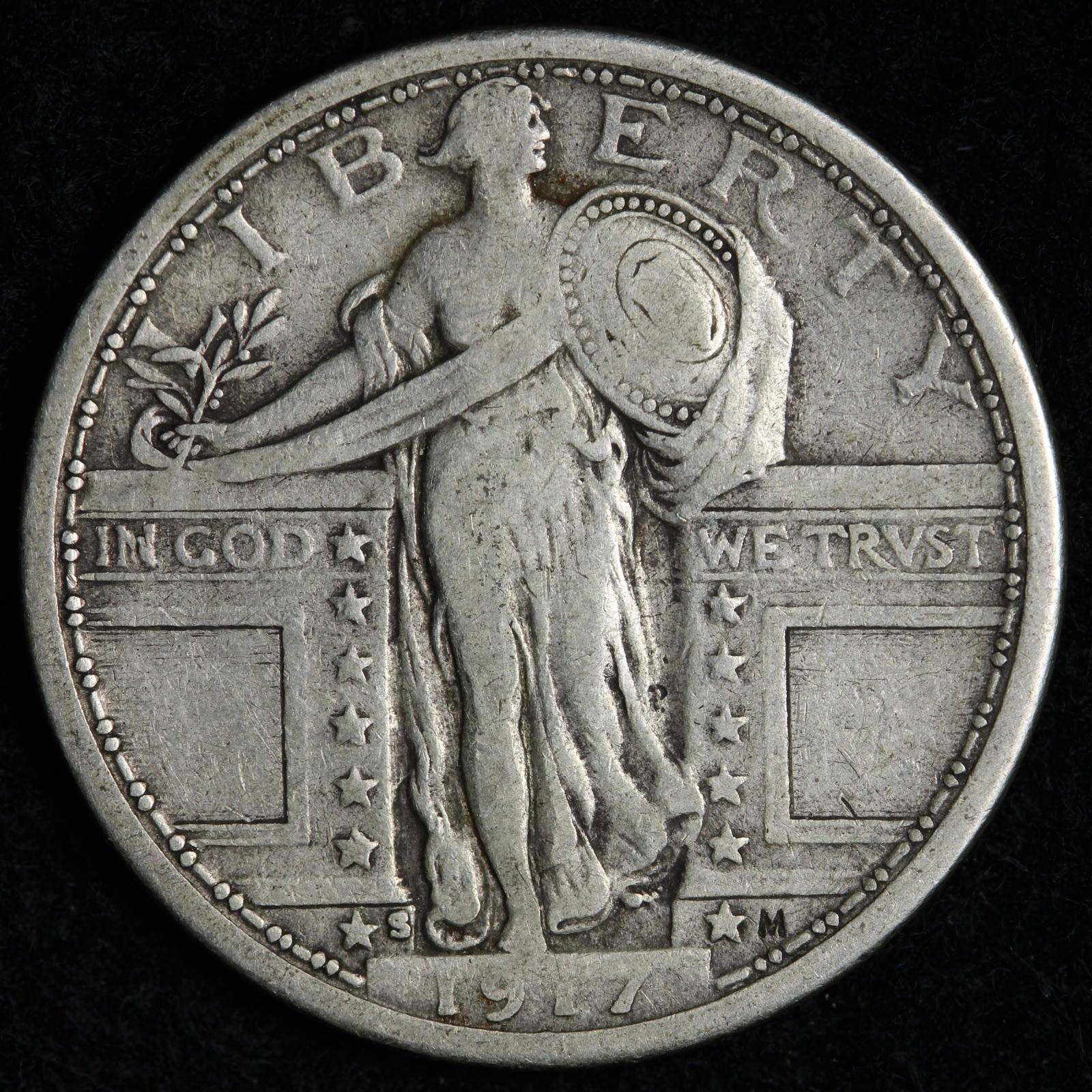 1917-S TYPE 1 Standing Liberty Silver Quarter XF E333 UWKCCM