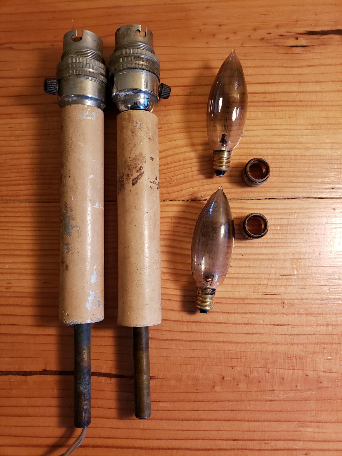 Vtg  English ROBRAD Lamp Parts Nickle Plated Sockets with Reducers Brass Shafts