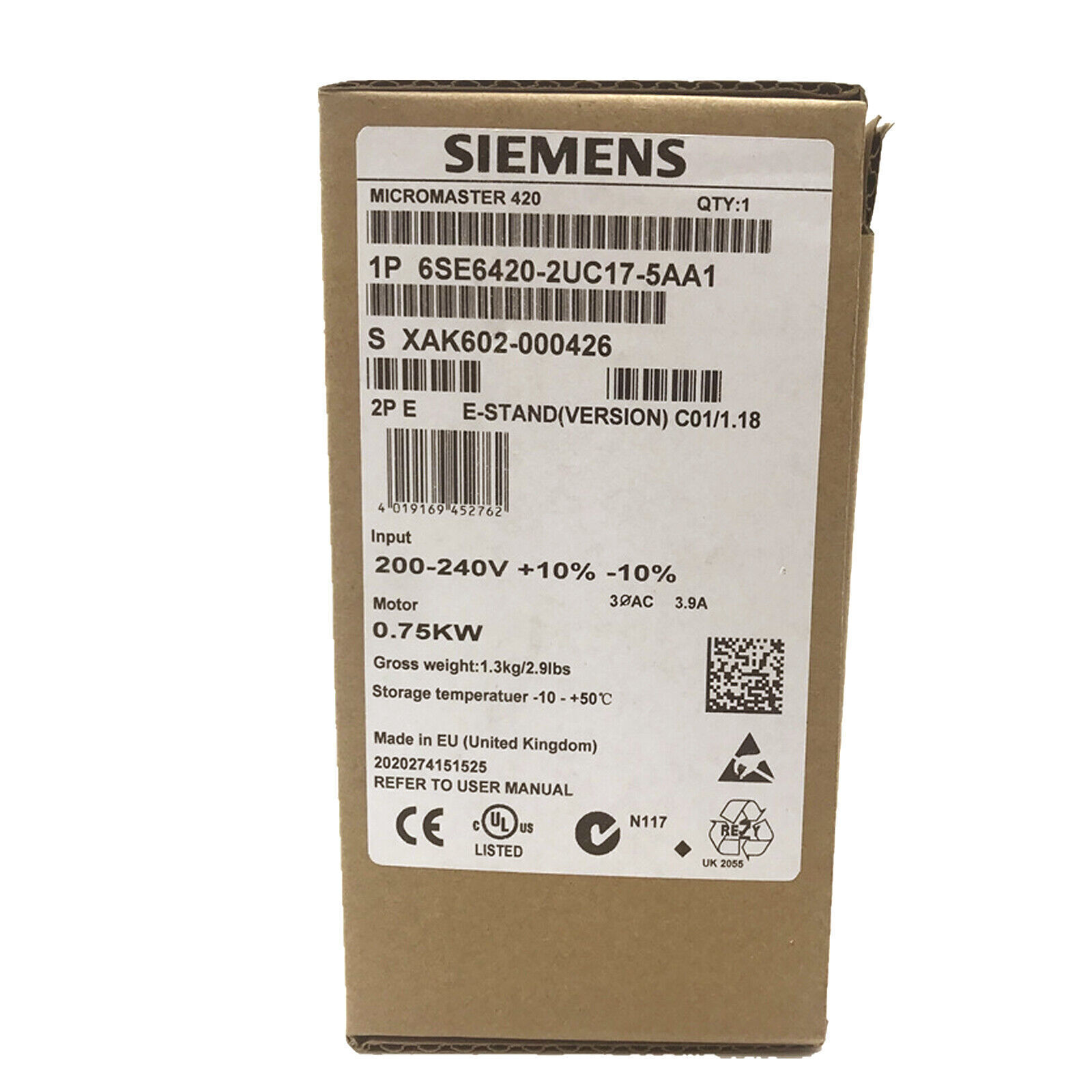 New Siemens 6SE6420-2UC17-5AA1 6SE6 420-2UC17-5AA1 1 Year Warranty Fast Shipping