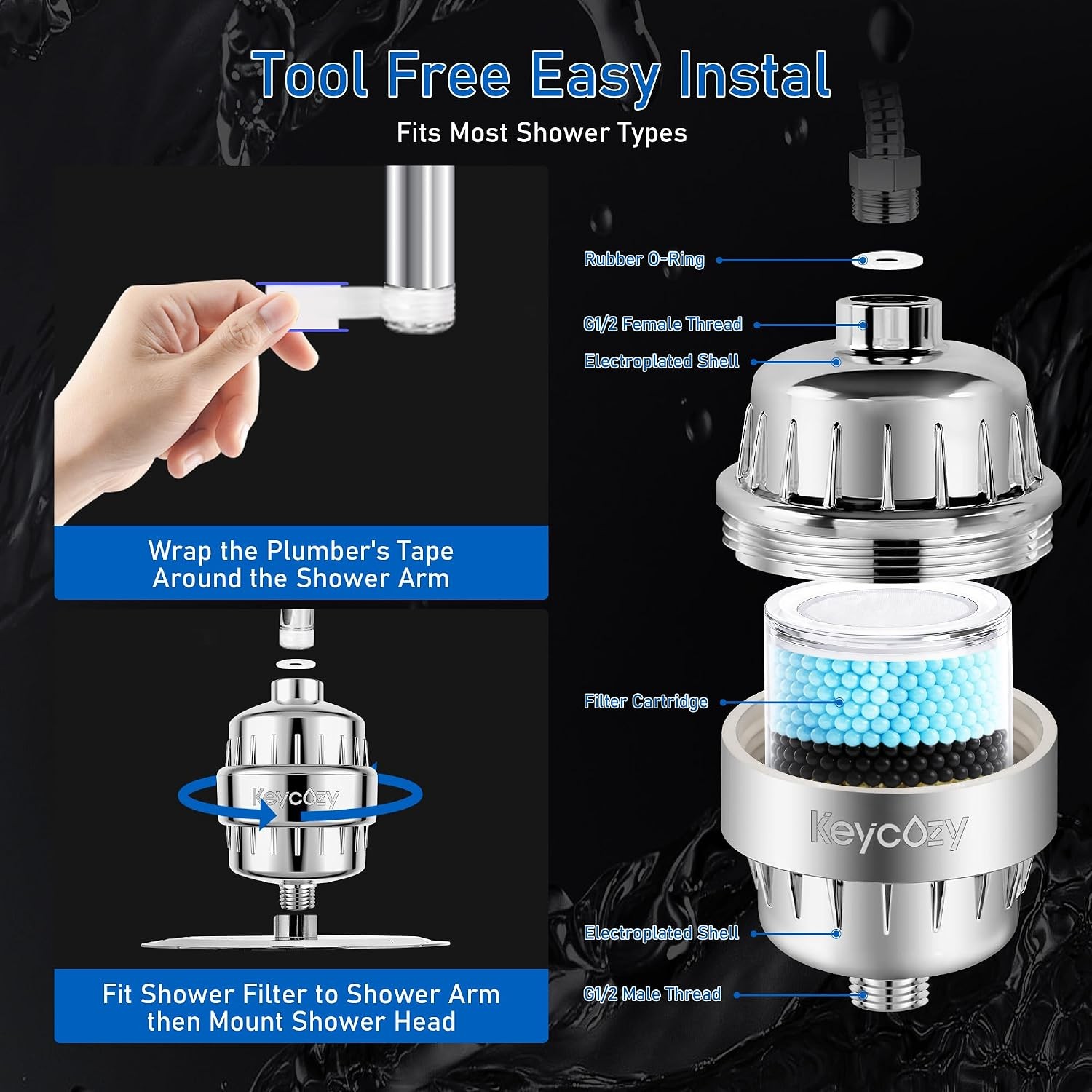 High Output Revitalizing Shower Filter, Shower Filter for Hard Water Remove