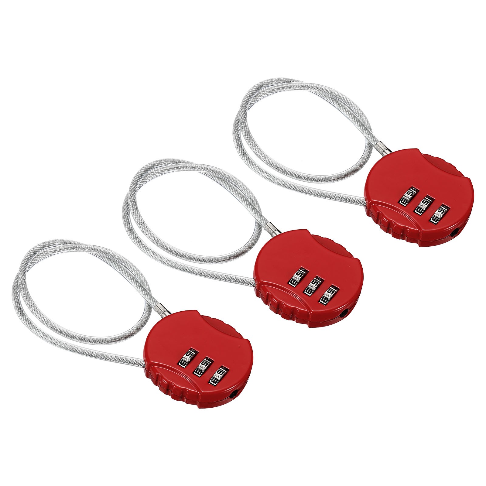 Small Combination Block 11.8", 3pcs 3 Digit Luggage Lock, Red