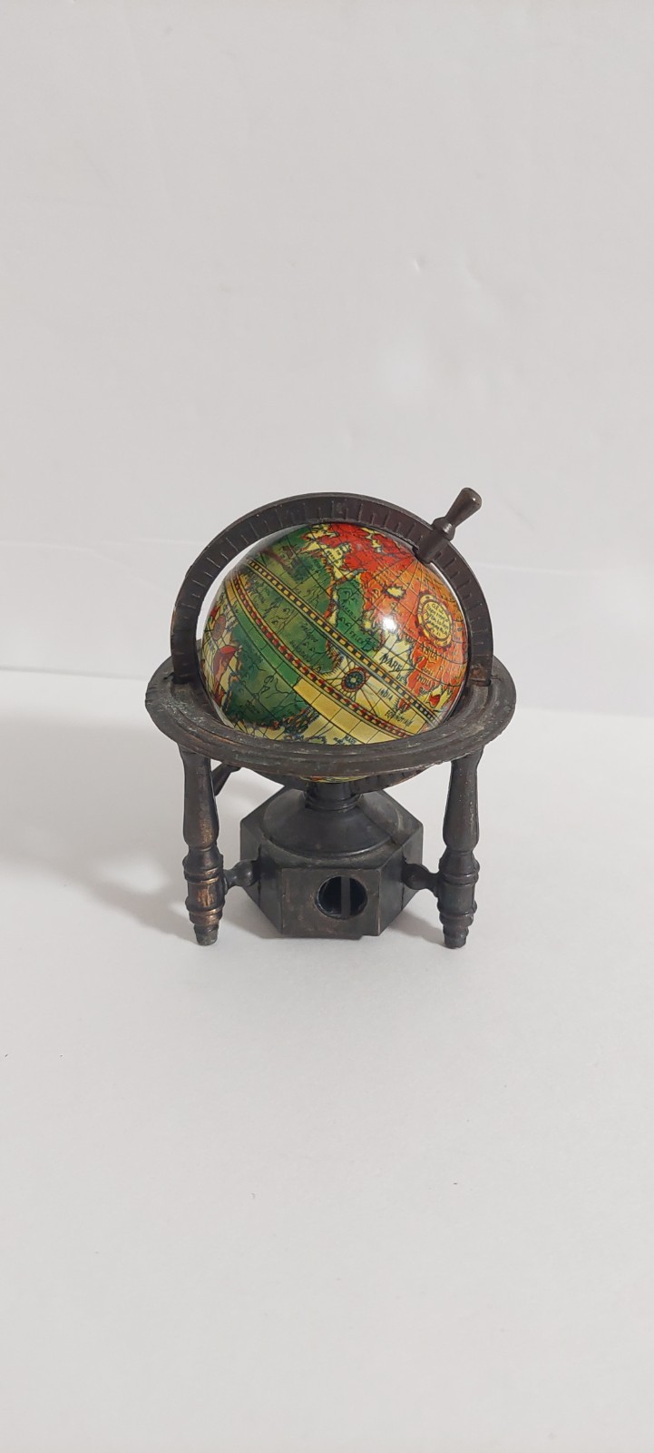 Vintage Die Cast Metal Pencil Sharpener - Spinning globe