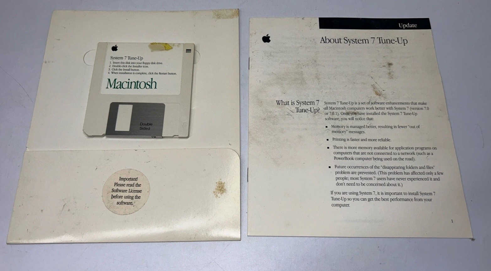 Vtg 1992 Apple Mac Macintosh System 7 Tune-Up Floppy Disk Software V 1.1.1