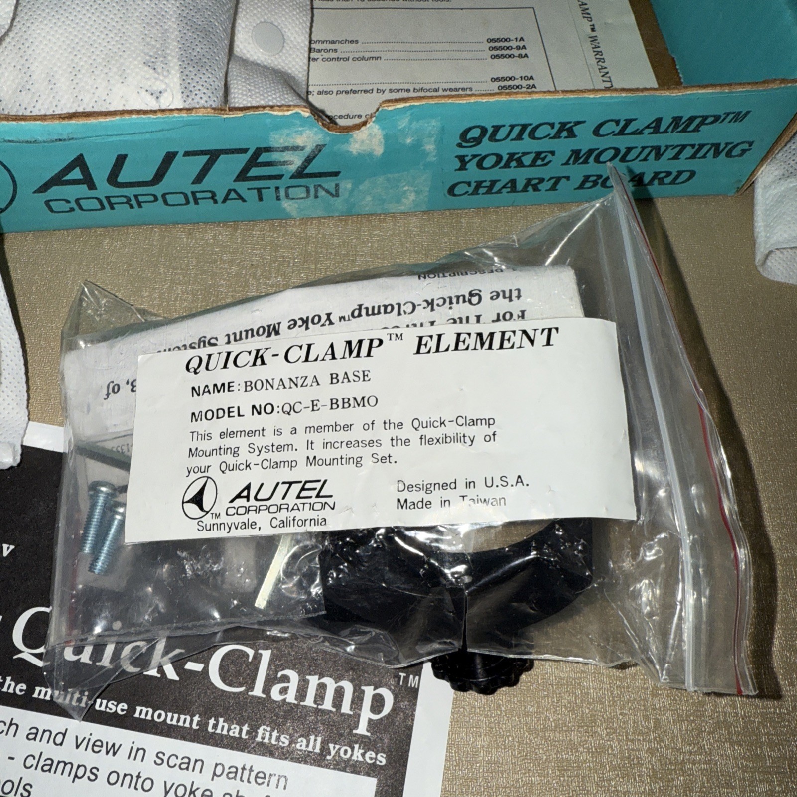 Autel Quick Clamp Yoke Mounting Chart Board - Aviation Pilot Gear - OPEN BOX