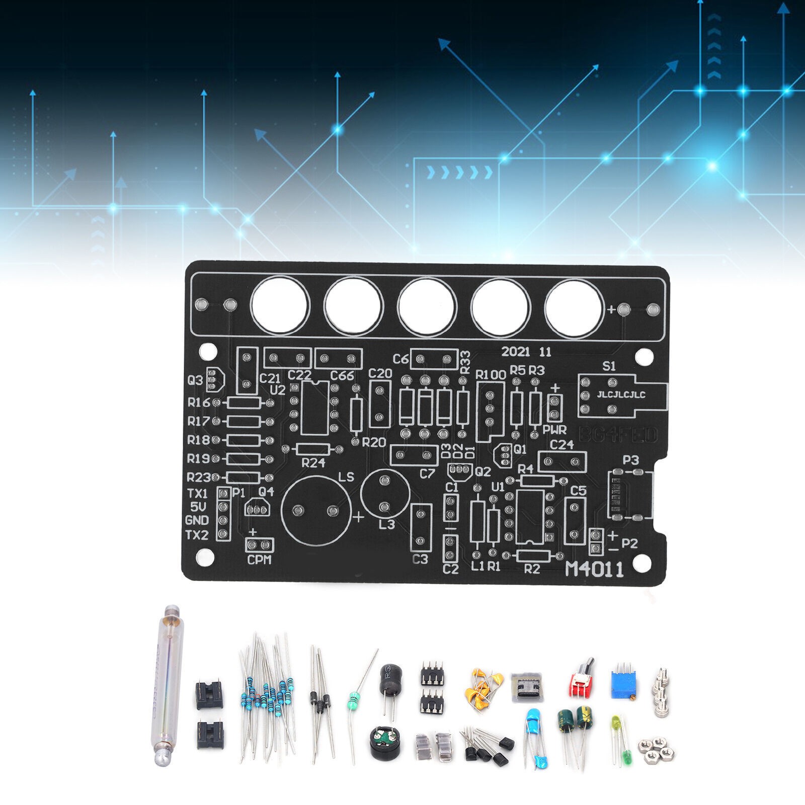 DIY Geiger Counter Parts Kit Nuclear Radiation Detector Module Unassembled Tool