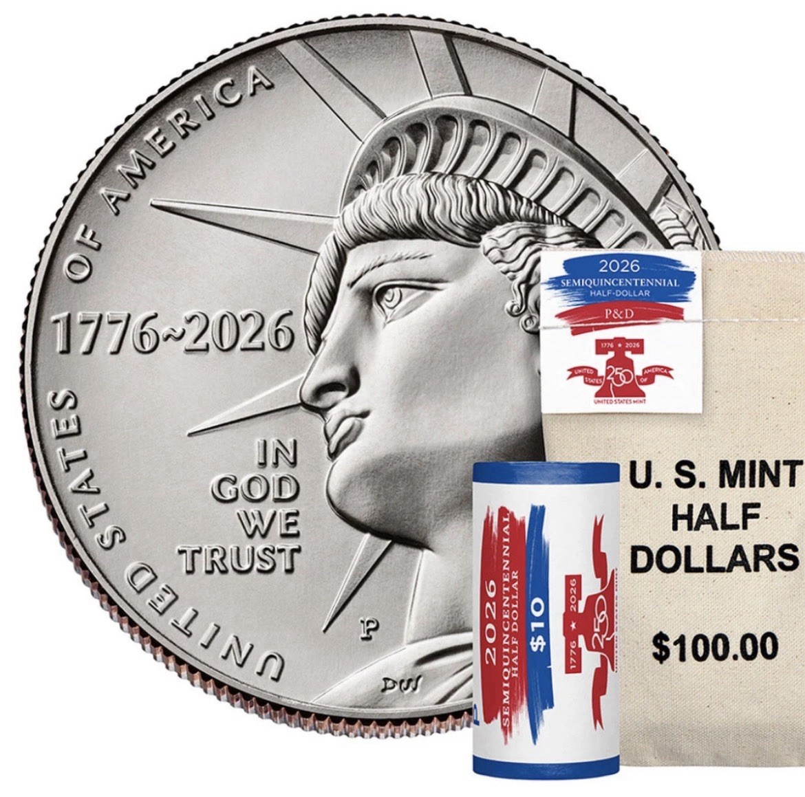 2026 semi quincentennial half dollar Coins P and D 2 Coins