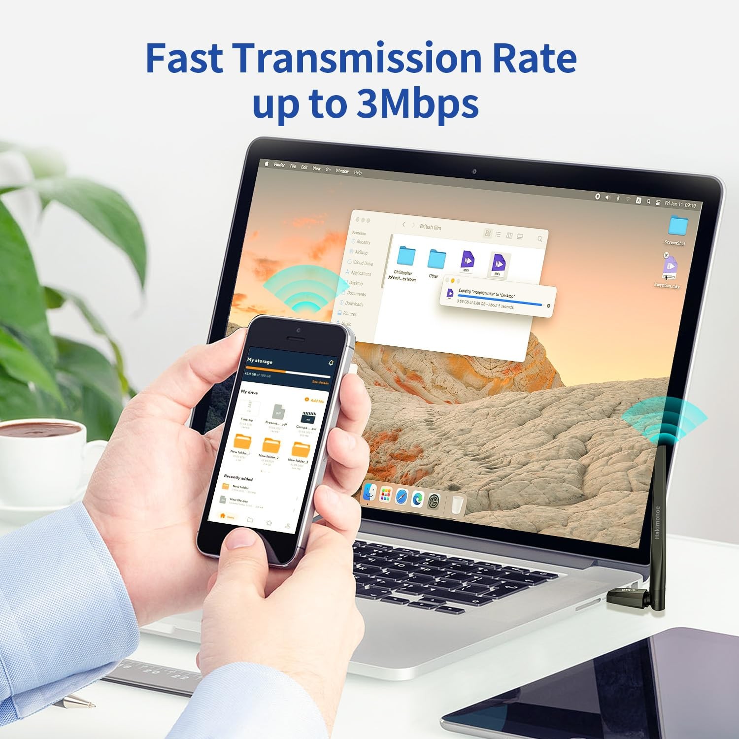 Long Range USB Bluetooth 5.3 Wireless Adapter Dongle Antenna For PC Windows