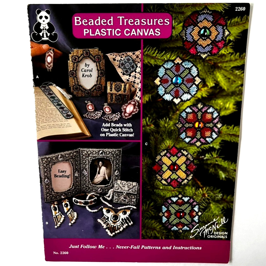 Beaded Treasures Plastic Canvas Pattern Booklet Suzanne McNeill 1992 #2260