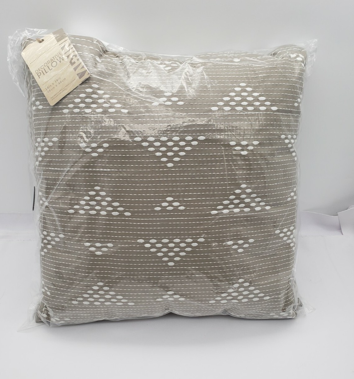 Ink+Ivy Cario Embroidered  Decorative Pillow, 18" X 18" Geometric Taupe