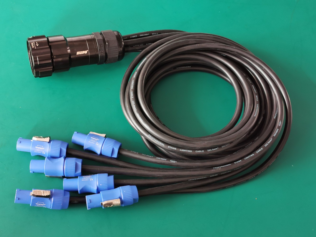 Socapex 19-Pin Breakour Cable 6 Powercon Cable Loose Tail With Distribution Core