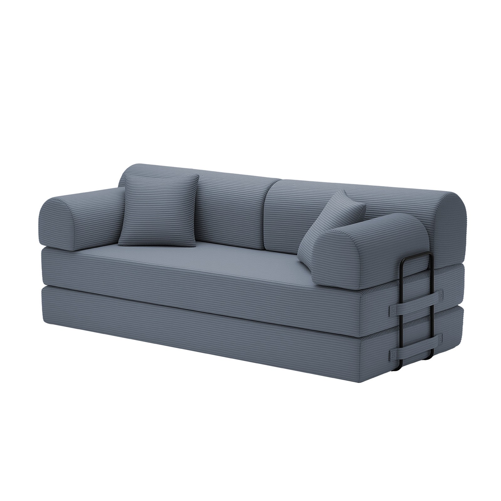 Convertible Sleeper Sofa Bed, Corduroy Folding Couch, Dark Gray