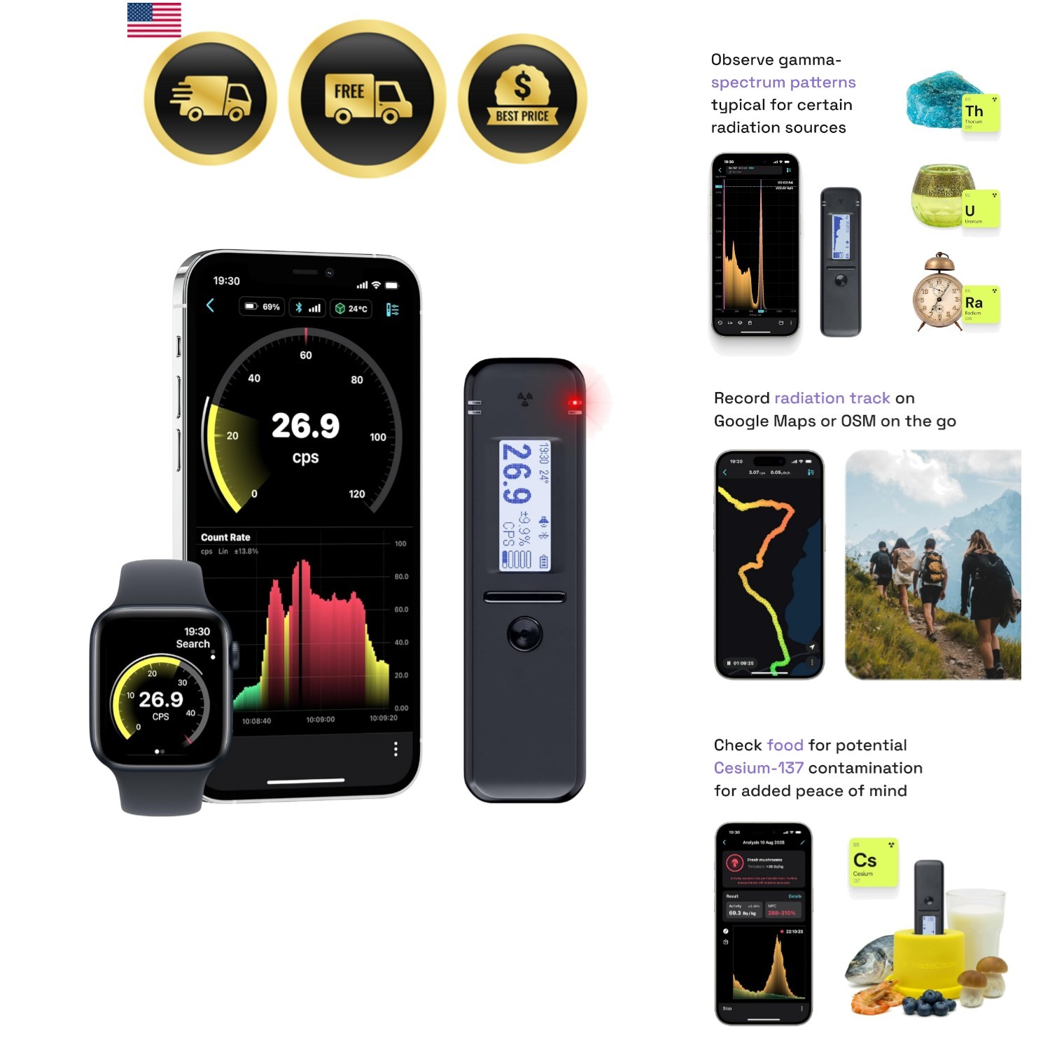 Smart Geiger Counter -102 with Free Mobile App. Nuclear Radiation Detector