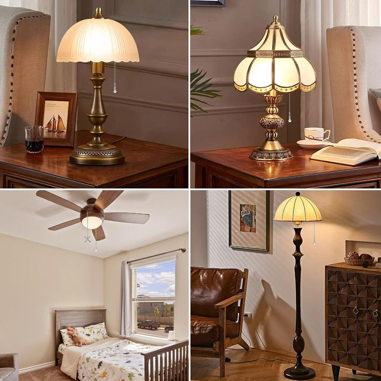 Ceiling Fan Pull Chain Ornaments 13.6 Inches Fan Pulls Extension Chains Set