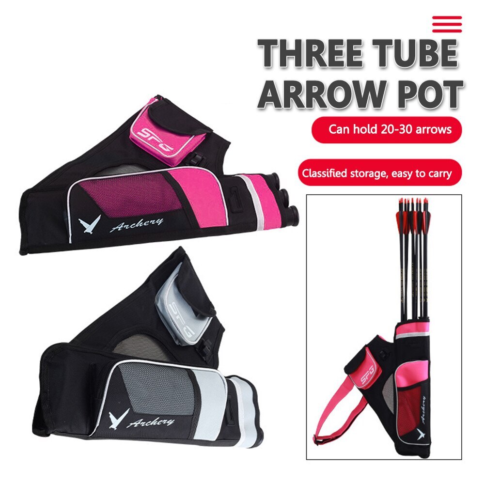 Arrow Bags 3Tube Quiver Adjustable ShoulderWaist Holder for Recurve/Compound Bow