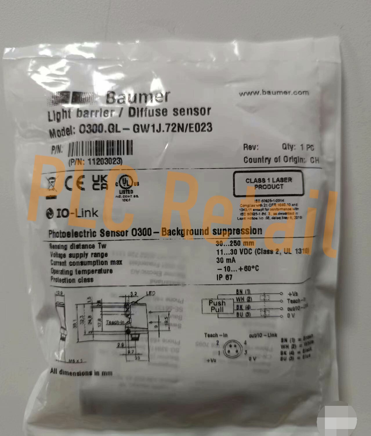 NEW Baumer Switch sensor O300.GL-GW1J.72N/E023 11203023 Fast delivery
