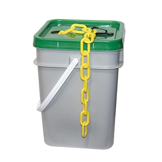 Plastic Barrier Chain Pail, Yellow, 2-Inch Link Diameter, 160 Feet 2 Inches