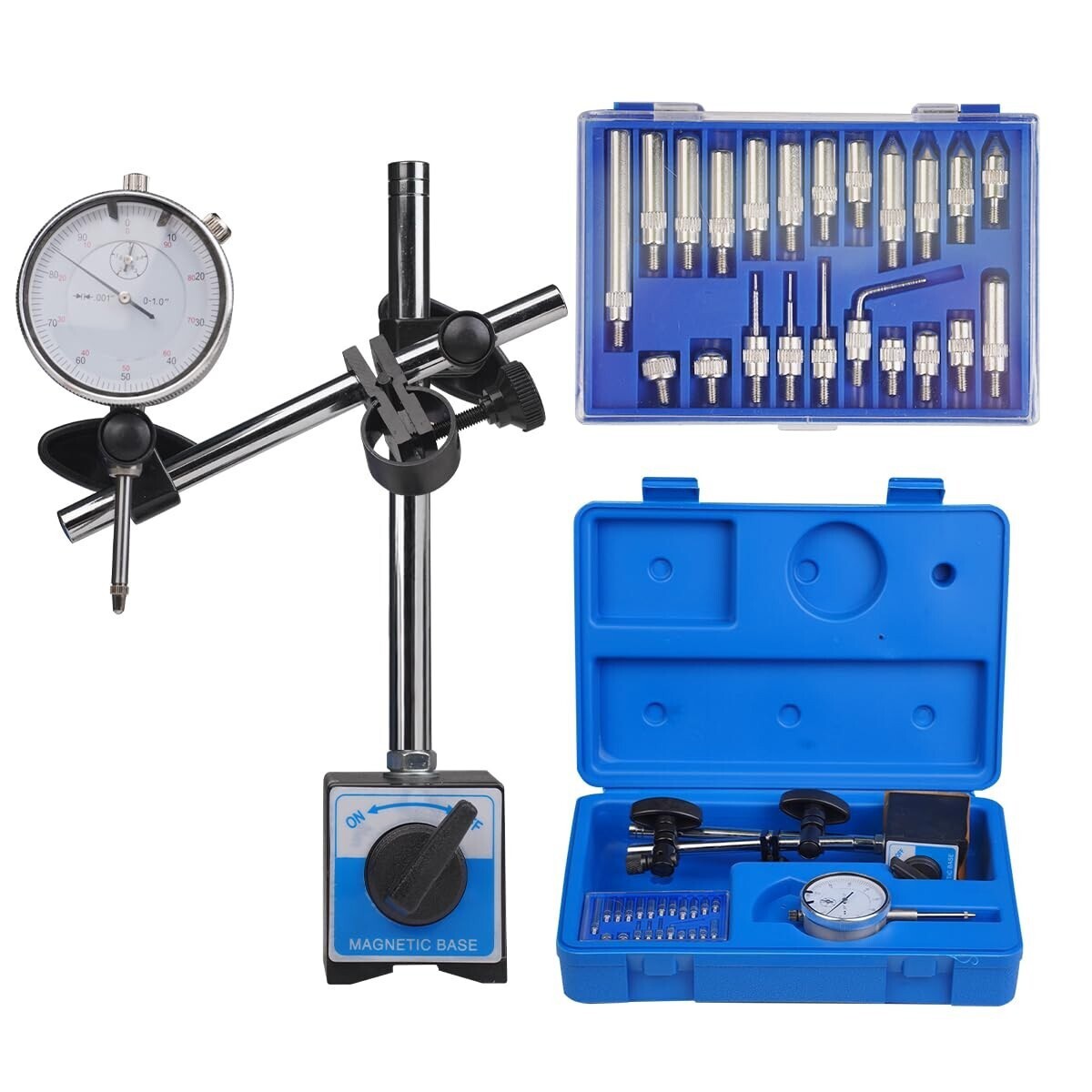 Dial Indicator with Magnetic Base 0.001"Precision Gauge Test Indicator Point Set
