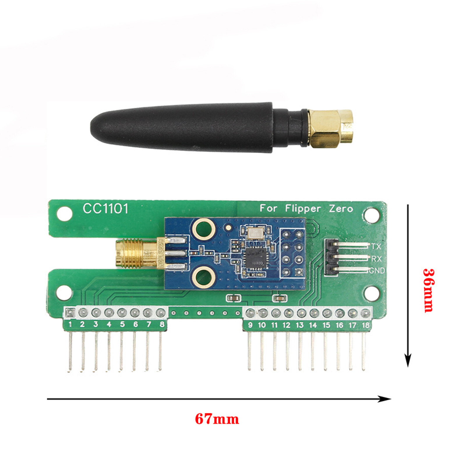 For Flipper CC1101 SubGhz External SubGhz Module Frequency Analyzer 433MHz