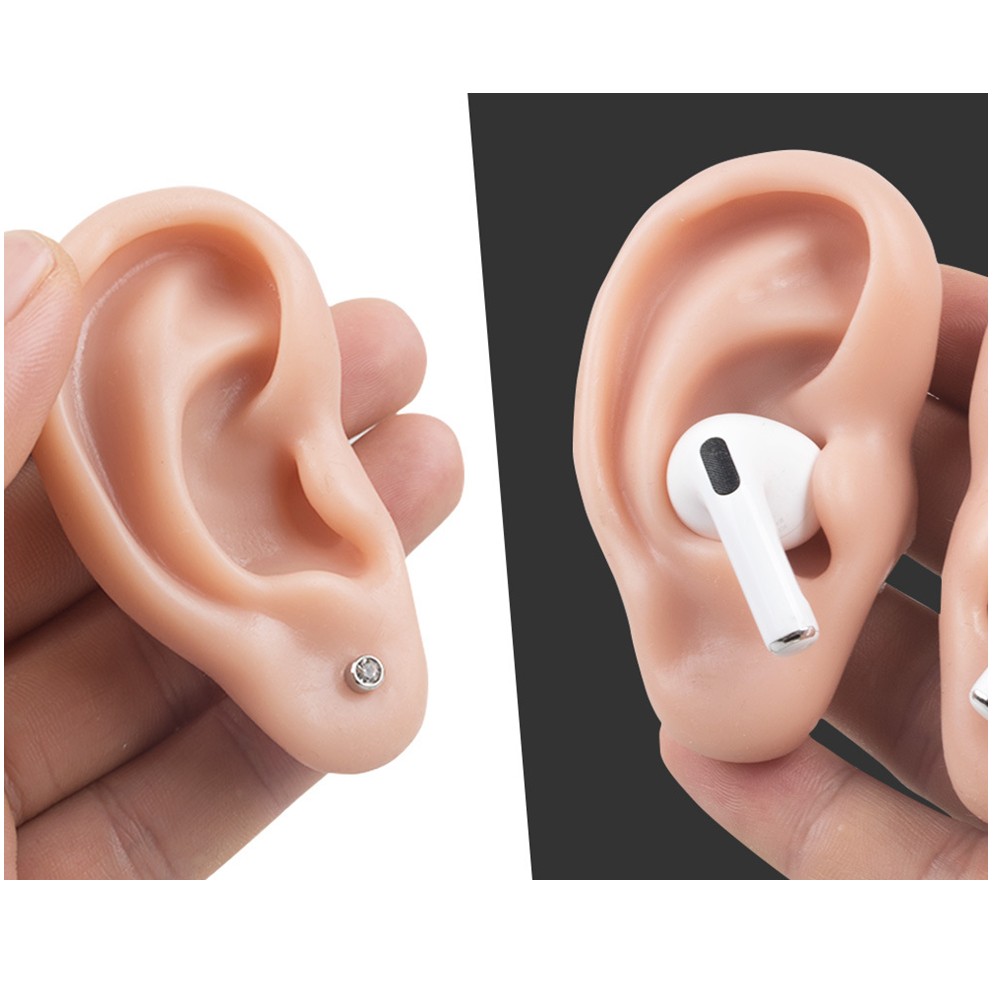 1 Pair Soft Silicone Ear Model For Earrings Display Ear Piercing