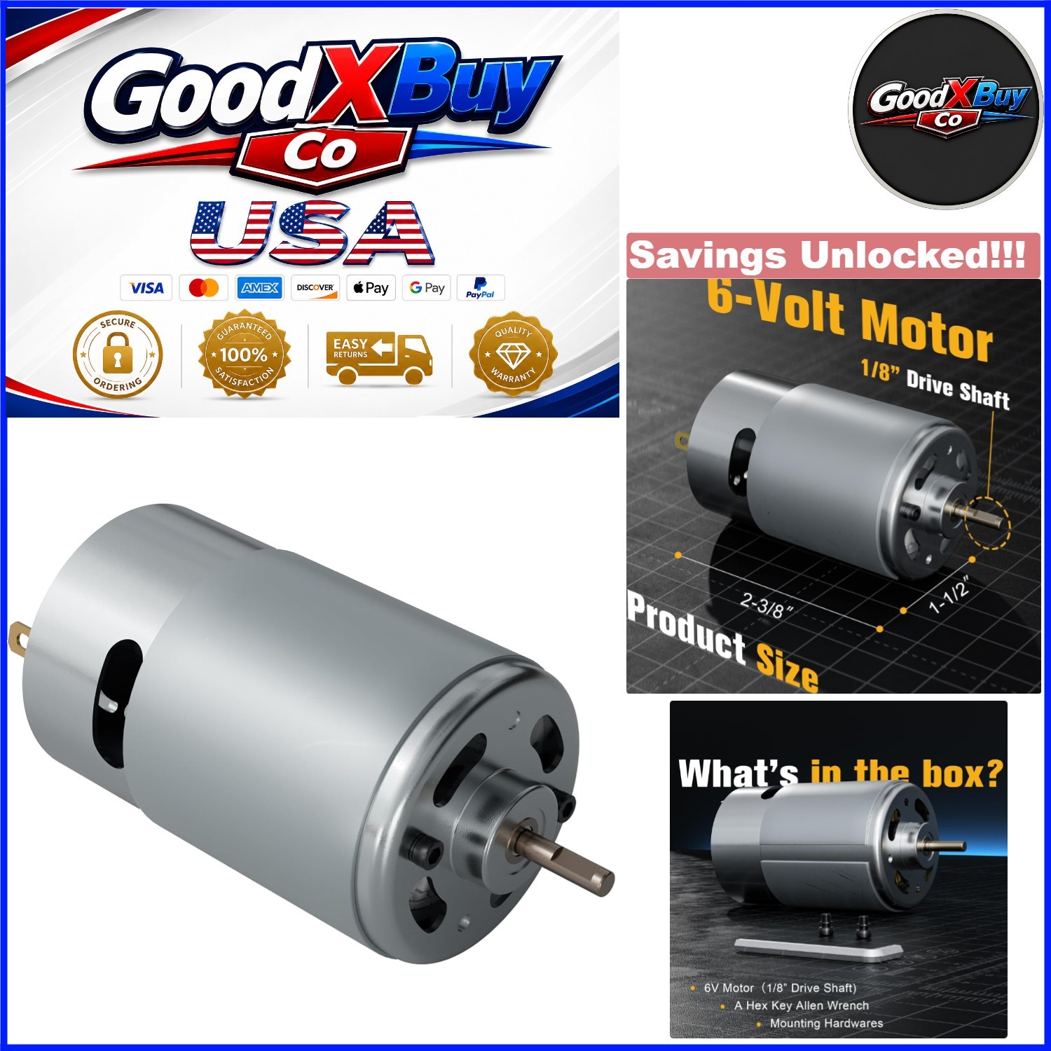 6V Deer Feeder Motor Replacement 1/8" Drive Shaft Game Feeder Parts