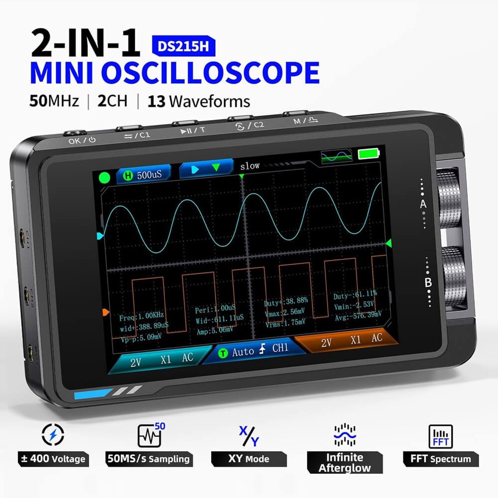 Digital Oscilloscope Multilingual Support with 3.5" Color Screen DS215H