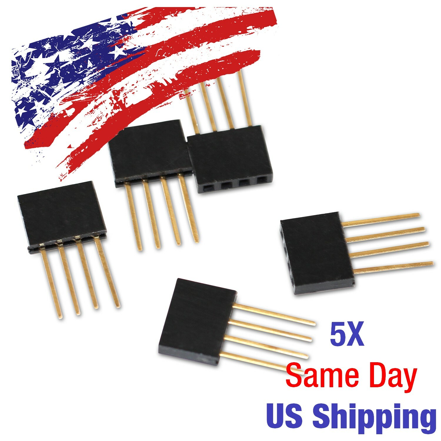 4 Pin Header Single Row Stackable Socket Connector Female 11mm 2.54mm 5PCS
