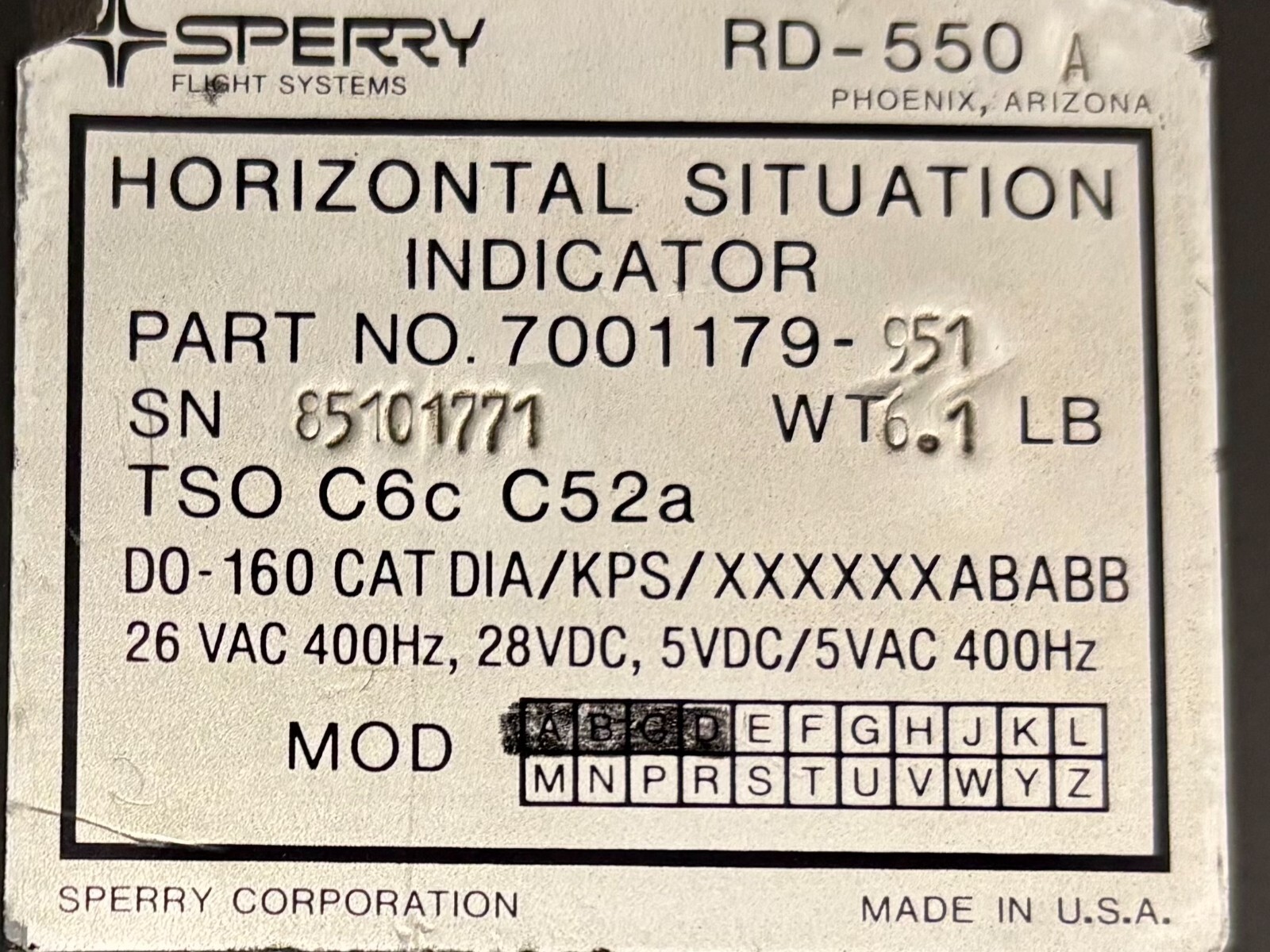 HSI RD550A 7001179-951 w/ April 2025 Overhauled 8130