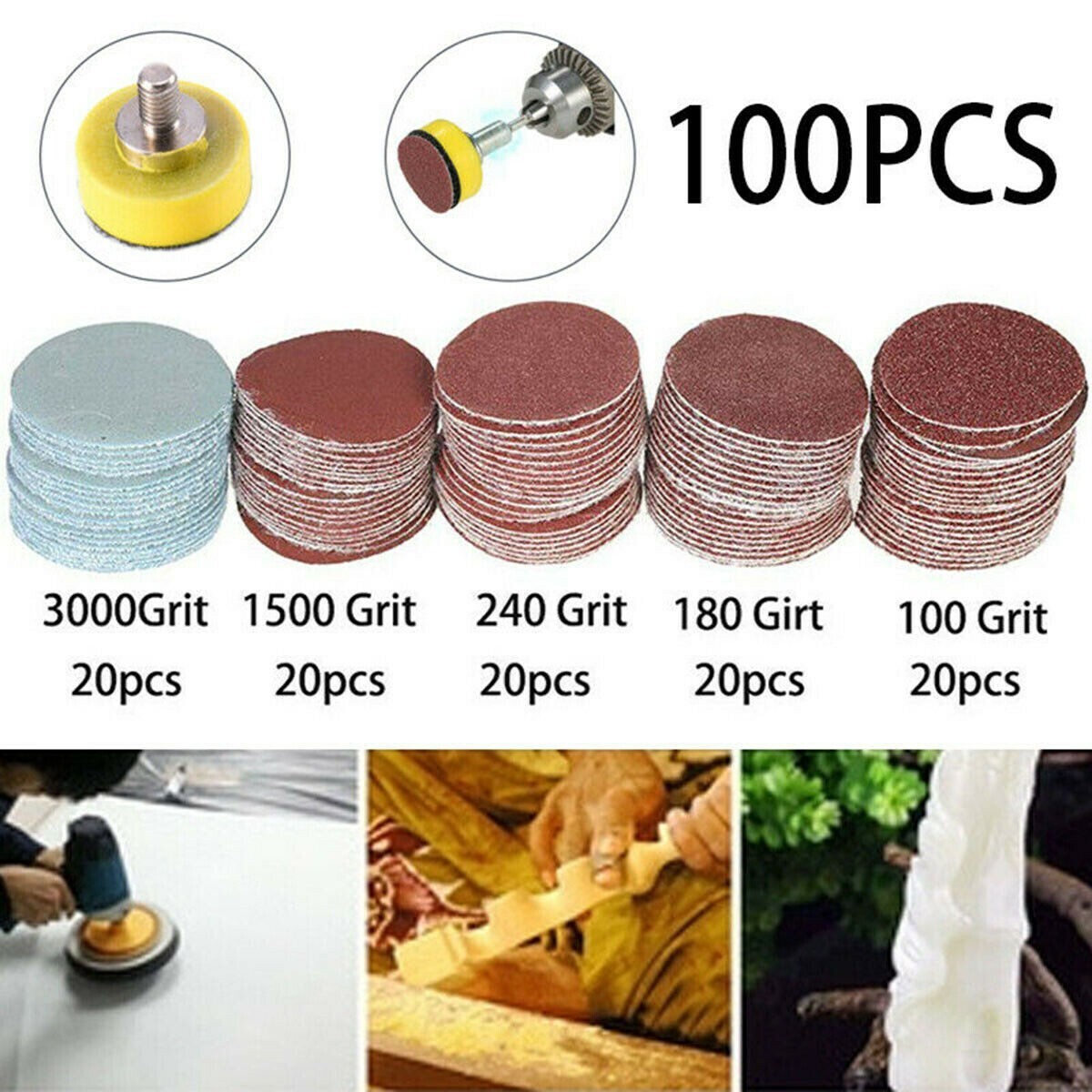 100x Sanding Discs Polishing Wheel Buffing Pad Drill Bits Power Tools For Dremel