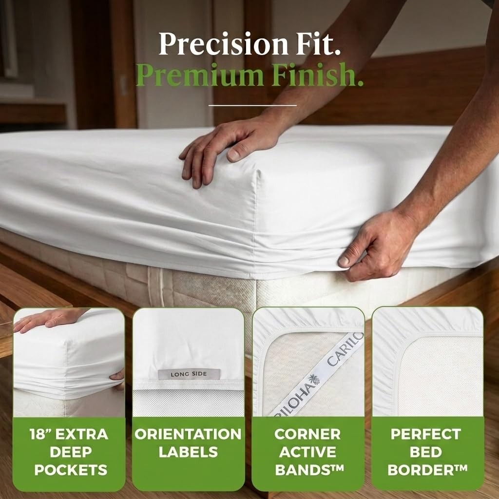 Retreat 4-Piece Sateen Sheet Set | White | King | Lyocell Material | Breathab...