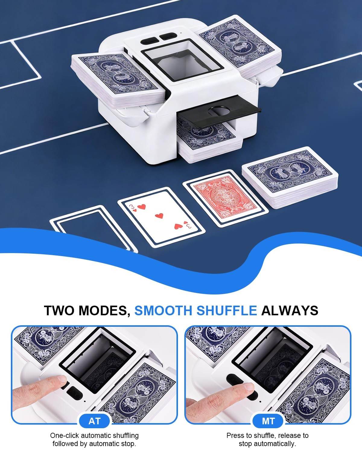 Automatic Card Shuffler Machine, Rechargeable Shuffle Machine for 2 Deck with...