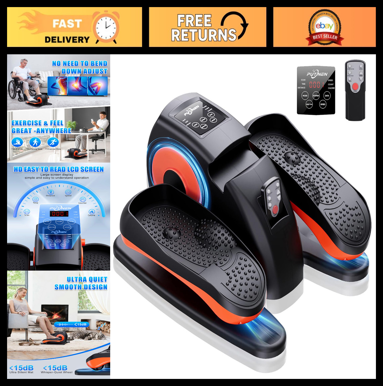 Portable Under Desk Elliptical Machine - Quiet Electric Leg Exerciser for Senior