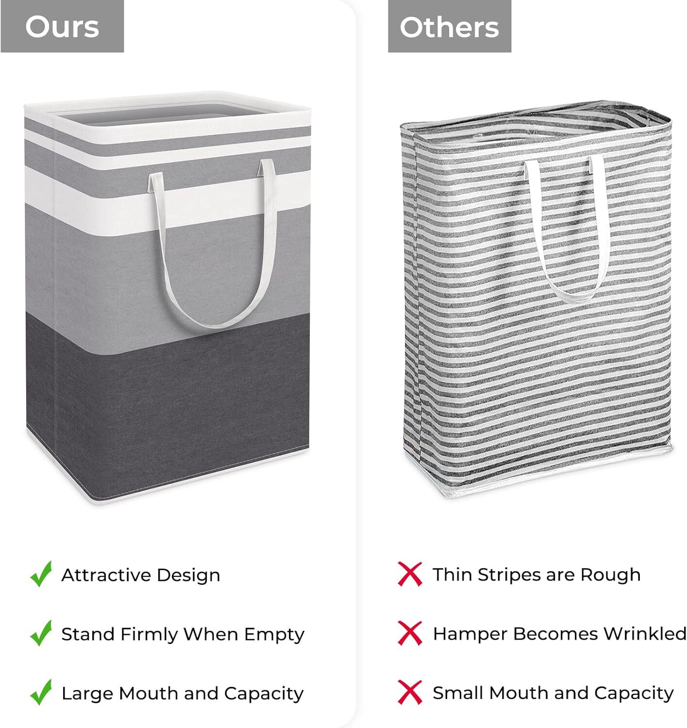 HomeHacks 2-Pack Large Laundry Basket, Waterproof, 75L, Gradient Grey