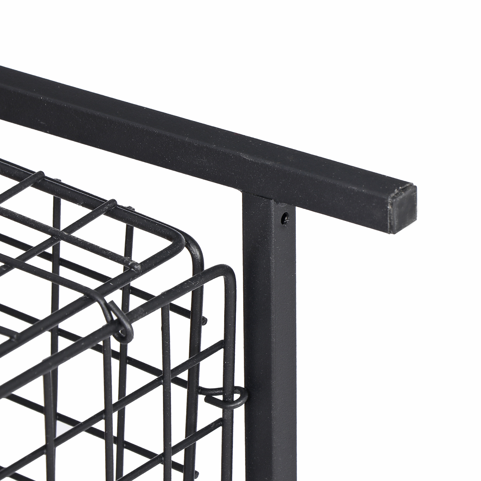 Square Sofa Side Storage Cabinet Compact Coffee Table Basket Metal Frame, Black