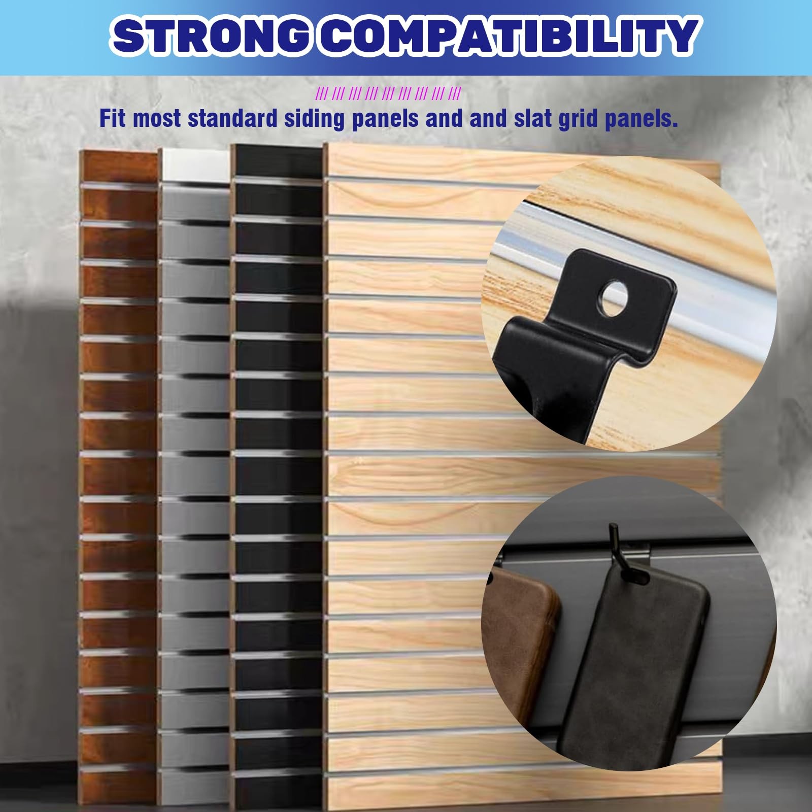Slatwall Panel Hooks 2 Inch Metal Display Hanger Hooks Black 50 PCS Set