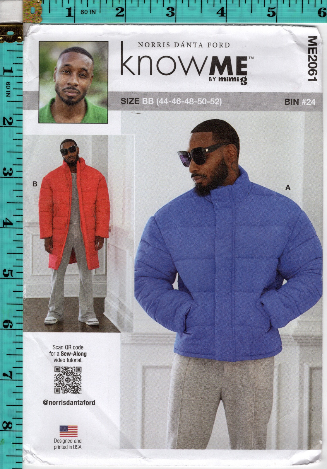 Men's Puffer Coat in 2 Lengths ©2023 Know Me Norris Dánta Ford Ptrn ME2061 44-52