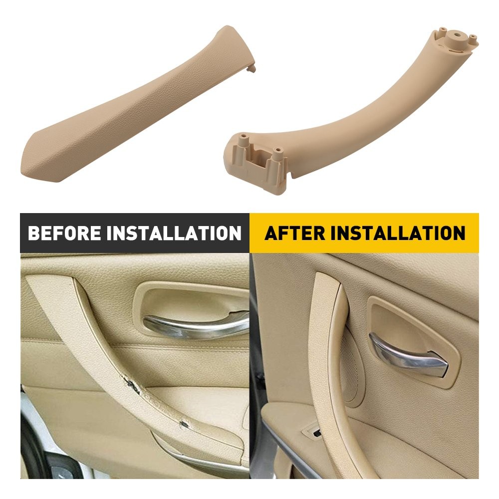For BMW E90 328i Right side Beige Inner+Outer Door Panel Handle Pull Trim Cover
