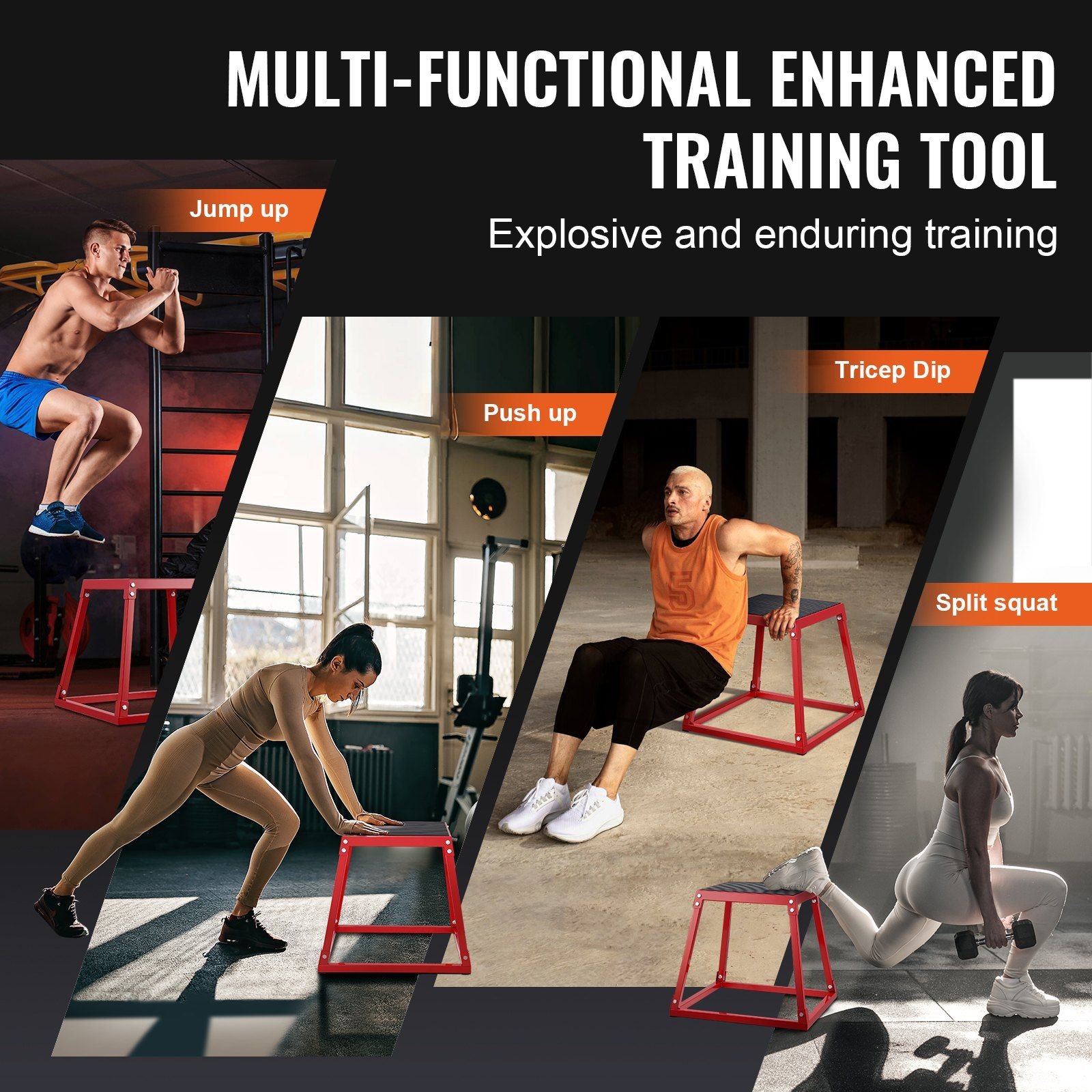 18in Home Gym Plyo Box 500lb Support Powder-Coated Anti-Slip Surface