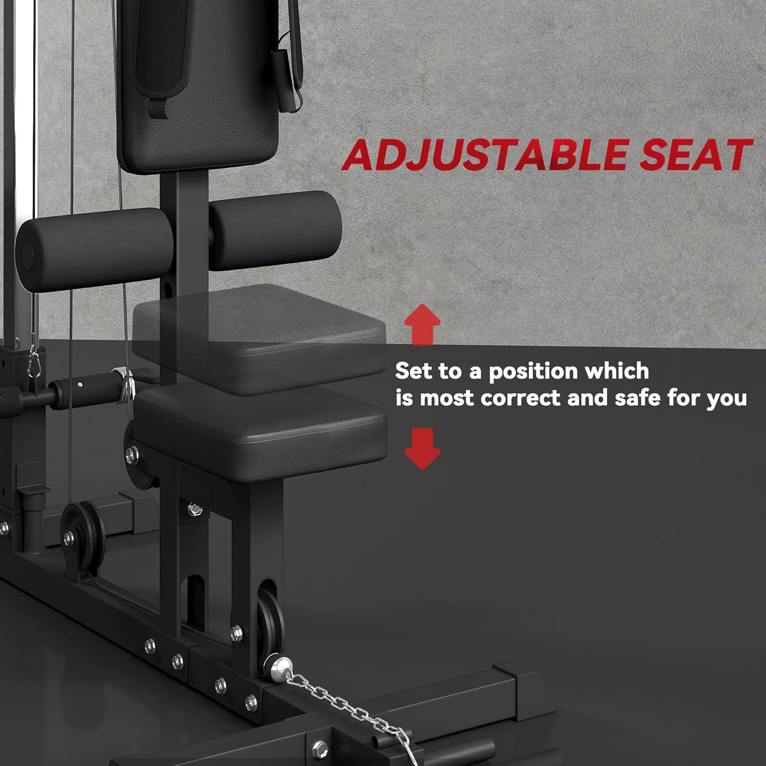 LAT Machine with High & Low Pulley Stations, Cable Row Machine with Adjustable S