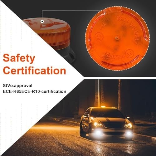 Rechargeable Amber LED Beacon Light Wireless with Remote Magnetic Emergency
