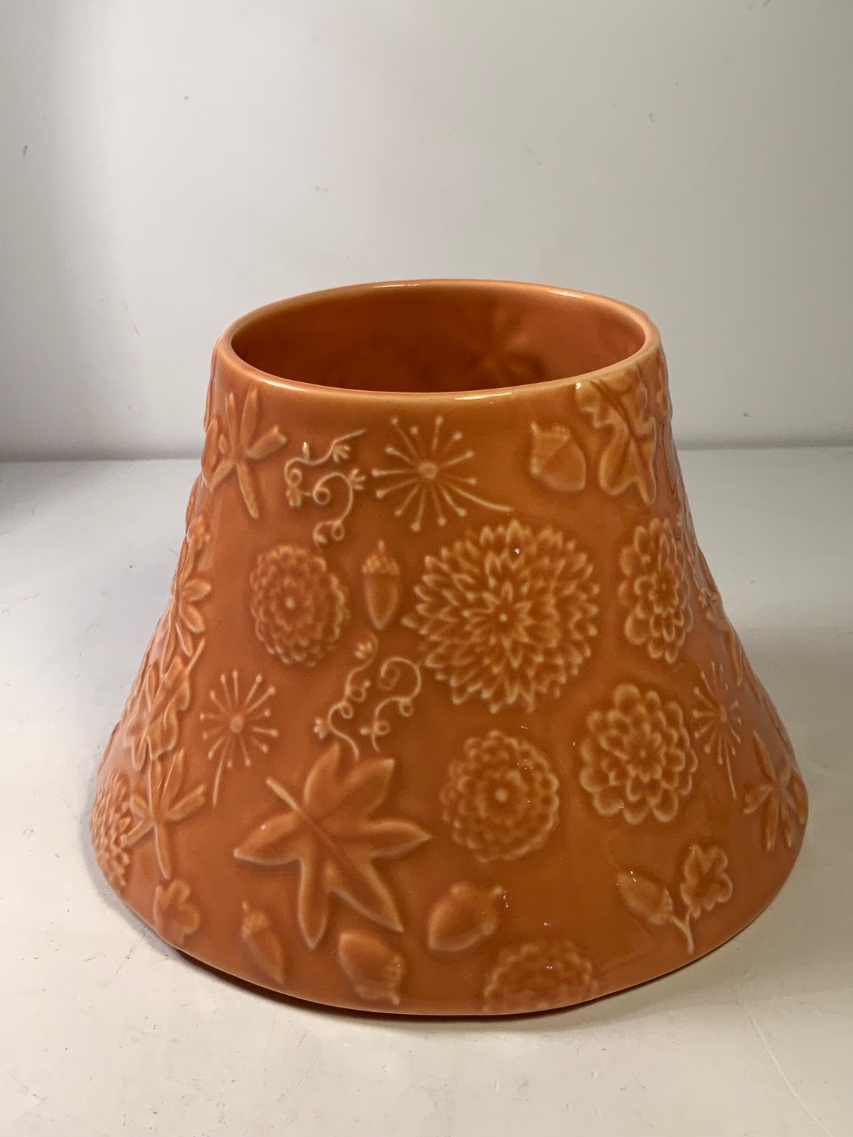 Hallmark Autumn Orange Ceramic Candle Topper 6.75 in.