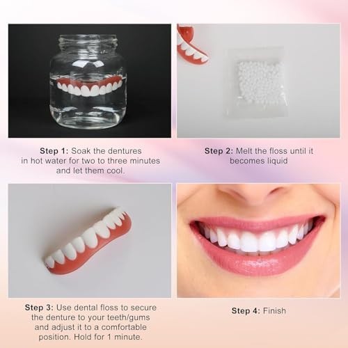 Silicone Reline Denture Kit for Upper & Lower Teeth, Soft Comfortable Veneers
