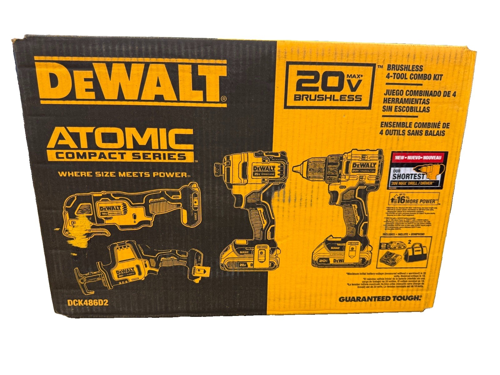 DeWalt DCK486D2 20V MAX ATOMIC Cordless Brushless 4 Tool Combo Kit