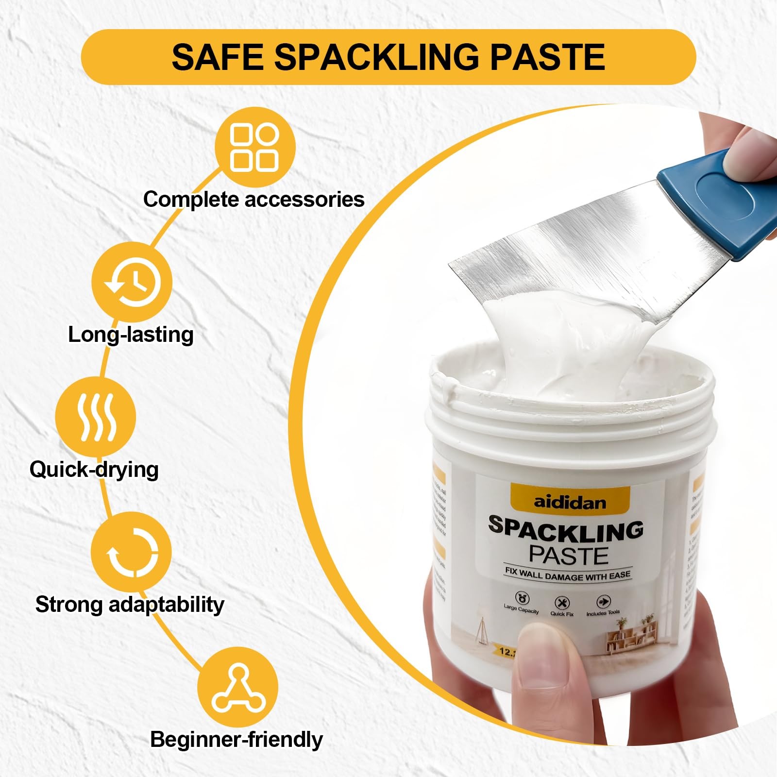 Drywall Repair Kit, 12.2oz Wall Patch Spackle White