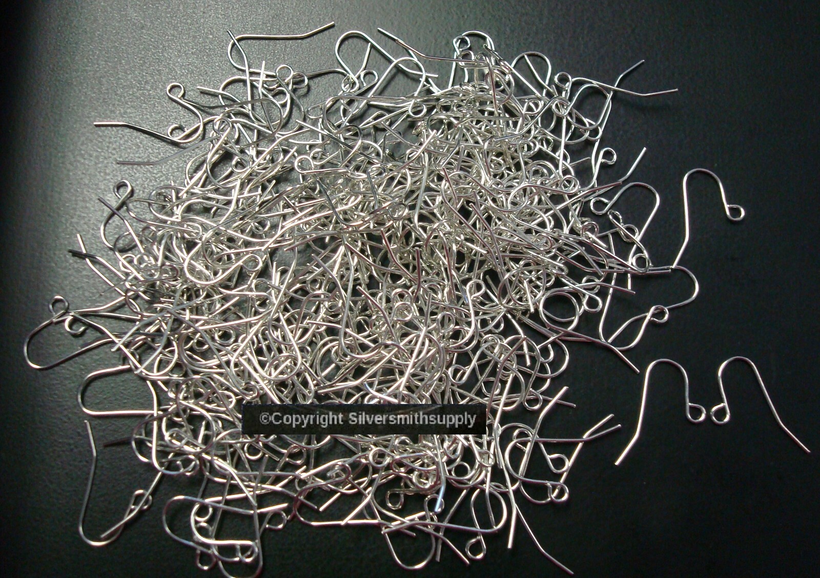 300 WHITE Gold plated plain fish hook earring wires open bottom loop FPH012C