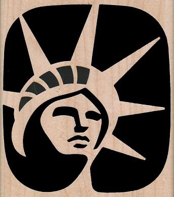 Liberty Silhouette 3 3/4 x 4 1/4" Rubber Stamp, Patriotic Stamp, Lady Liberty