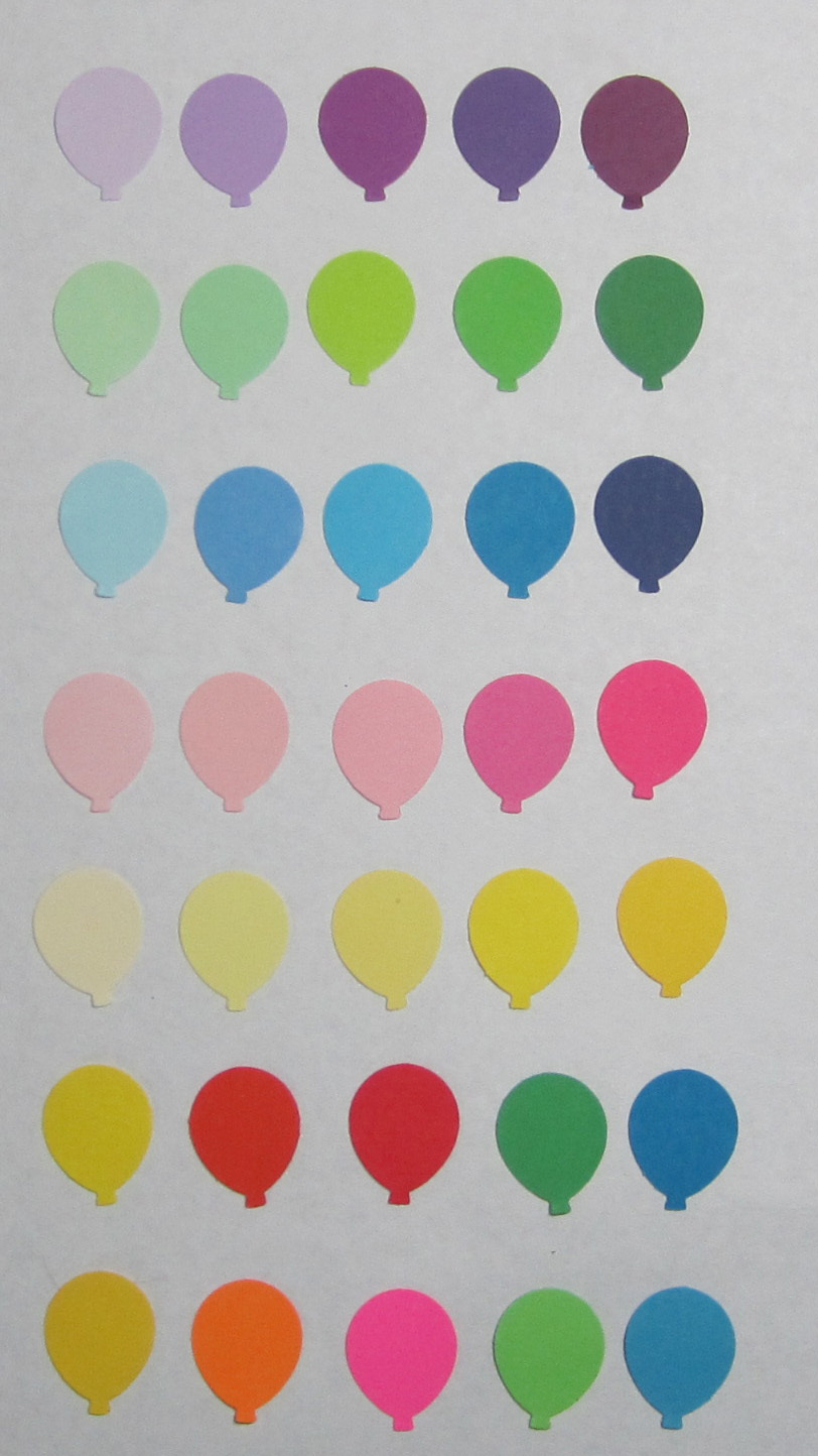 BALLOON punch Set Lot 60 pieces 5 each color Cutouts punch-outs U-Pick size